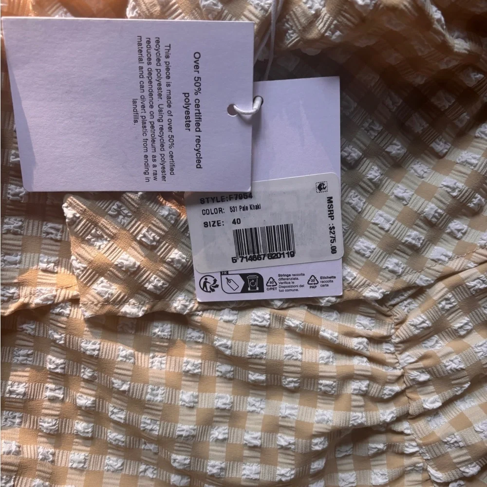 Ganni NWT Yellow Gingham Ruffle Dress - Picture 3 of 5
